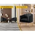 thumbnail image 4 of SEYNAR Oversized Glam Velvet Pumpkin Barrel Accent Chair,Modern Upholstered Cream Side Sofa Armchair for Living Room,Vanity(Black), 4 of 15