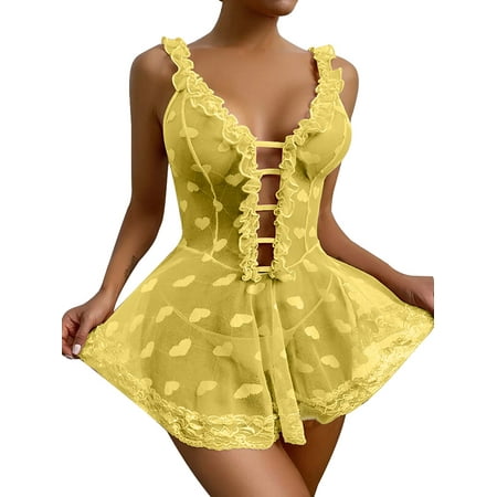 

ZNU Sexy Lingerie Women Lace Babydoll Nightdress G-String Underwear Sleepwear