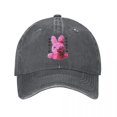 thumbnail image 3 of Gorra de béisbol retro con diseño de conejito rosa, unisex, desgastada, lavada, con cierre trasero, estilo punk rock de Sonic Youth, suave, sin estructura, para verano, 3 of 5