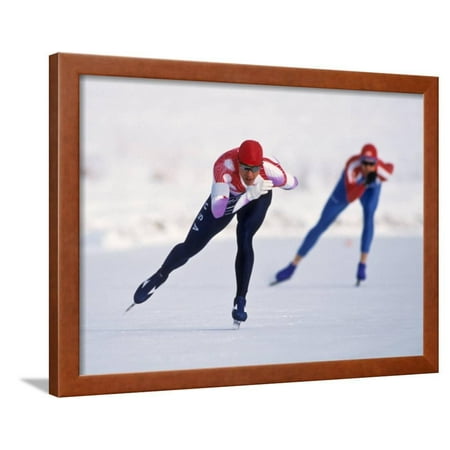 Female Speed Skaters in Action Framed Print Wall