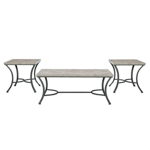 Powell Kimber 3-Piece Metal Occasional Table Set, Coal