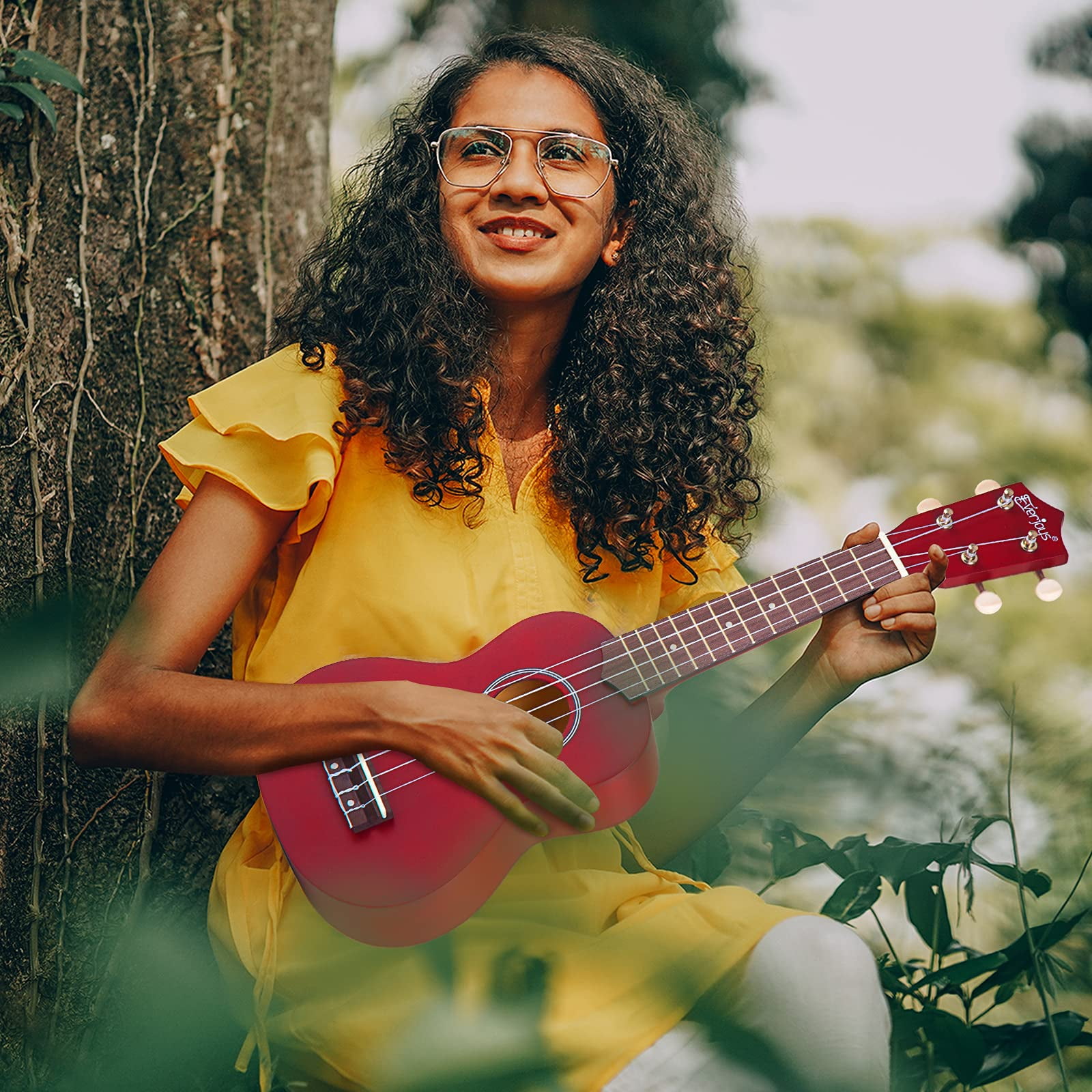 Everjoys 21 inch Soprano Ukulele Starter Kit w/Gig Bag,Rainbow String,Free Online Lesson,Tuner,Pick,Strap,Songbook