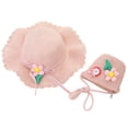 thumbnail image 1 of Sombrero de 56-58cm de circunferencia, sombrero protector solar para mujer, sombrero para sol y playa, Sombrero de Paja de verano, conjunto de sombrero para el sol y bolsa de paja, 1 of 5