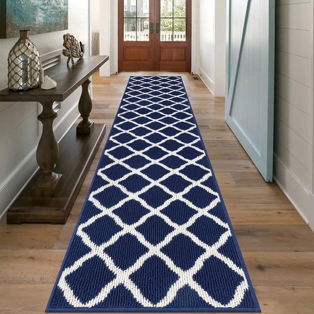 Alfombra para correr SHACOS extra larga, 60 x 305 cm, color azul marino