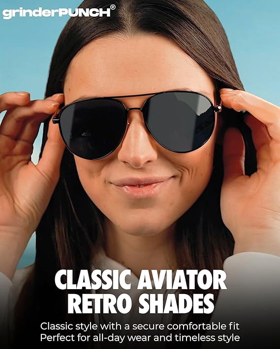 grinderPUNCH Big XL Wide Frame Extra Large Aviator Sunglasses Oversized  For Men Women UV Protection