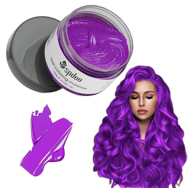 Hair Color Wax, Purple Temporary Modeling Hair Wax DIY Color Dye Styling  Cream Mud Instant Washable Beard Hairstyle Wax For Daily & Party Use