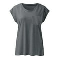 thumbnail image 3 of BKQCNKM Shirts for Women T Shirts for Women Short Sleeves V Neck Plain Color Soft Loose Fitting Summer T Shirts Women Tshirts Shirts for Women, Gray 1 M, 3 of 5