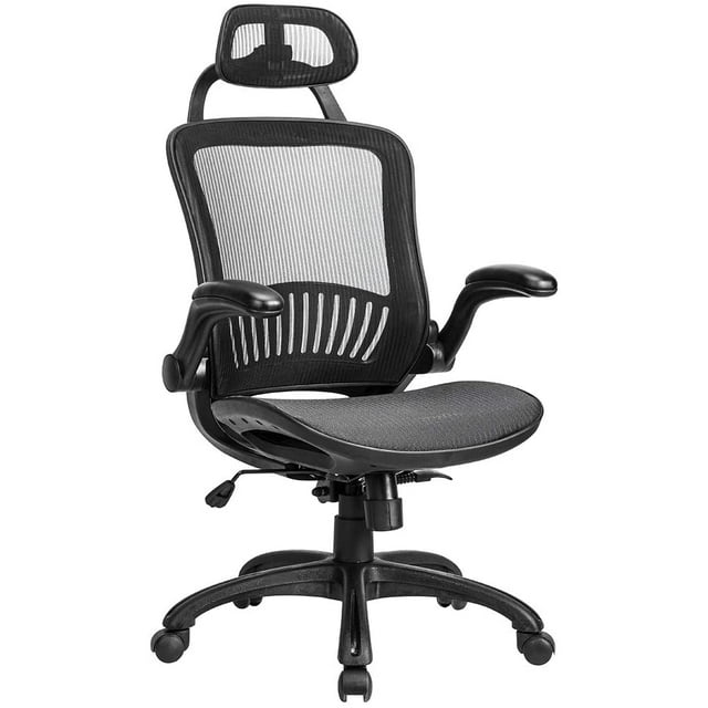 BestOffice BestMassage High Back Adjustable Mesh Home Office Chair, Ergonomic Rolling Swivel Desk Chairs, Black