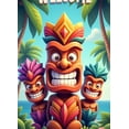 thumbnail image 3 of Tiki Welcome Banner Polynesian Theme Decorative Design Natural Colors Wooden Decor for Beach Party Hawaiian Event Summer Celebration, 3 of 7