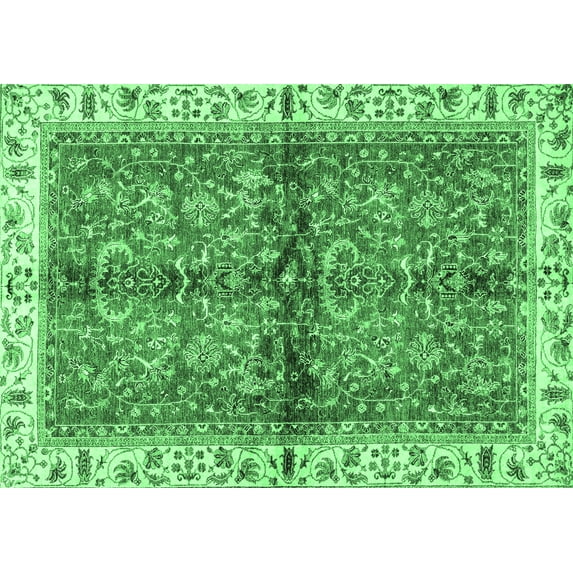 Ahgly Company Indoor Rectangle Oriental Emerald Green Traditional Area Rugs, 2' x 3'