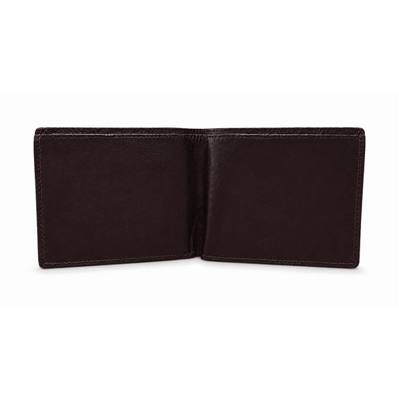 RAYMONS OVERSEAS-Men's Genuine Leather Brown Bi-Fold Wallet RFID Blocking Slim Credit Card Holder Cash Compartment ID Window Everyday Wallet