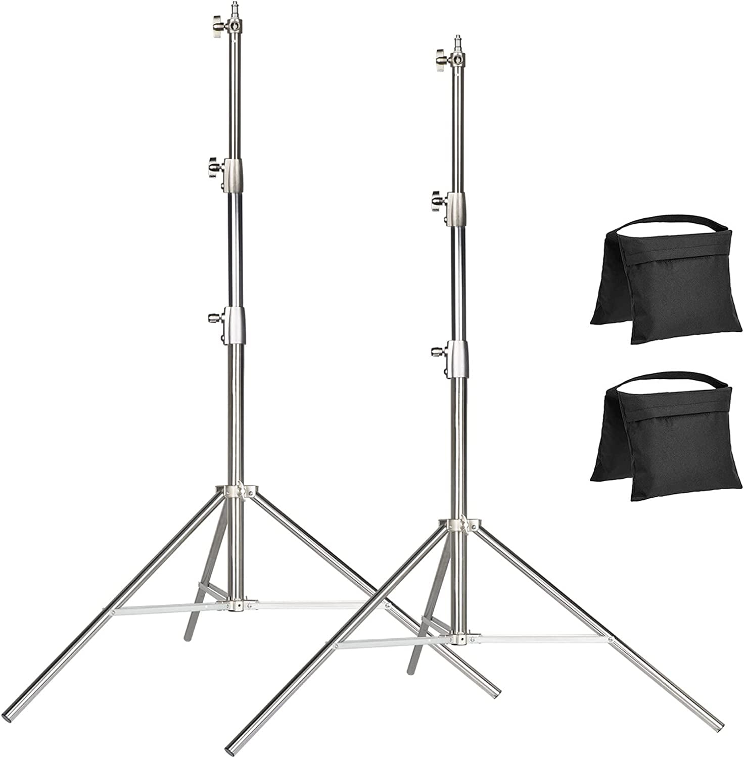EACHSHOT 2Pack Light Stand Kit, 2.8m Stainless Steel Heavy Duty with 1