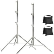 EACHSHOT 2-Pack Light Stand Kit, 2.8m Stainless Steel Heavy Duty with 1/4" to 3/8" Adapter for SL60W VL150W SL150W AD600BM MS300, Studio Softbox, Monolight, and Other Photographic Equipment