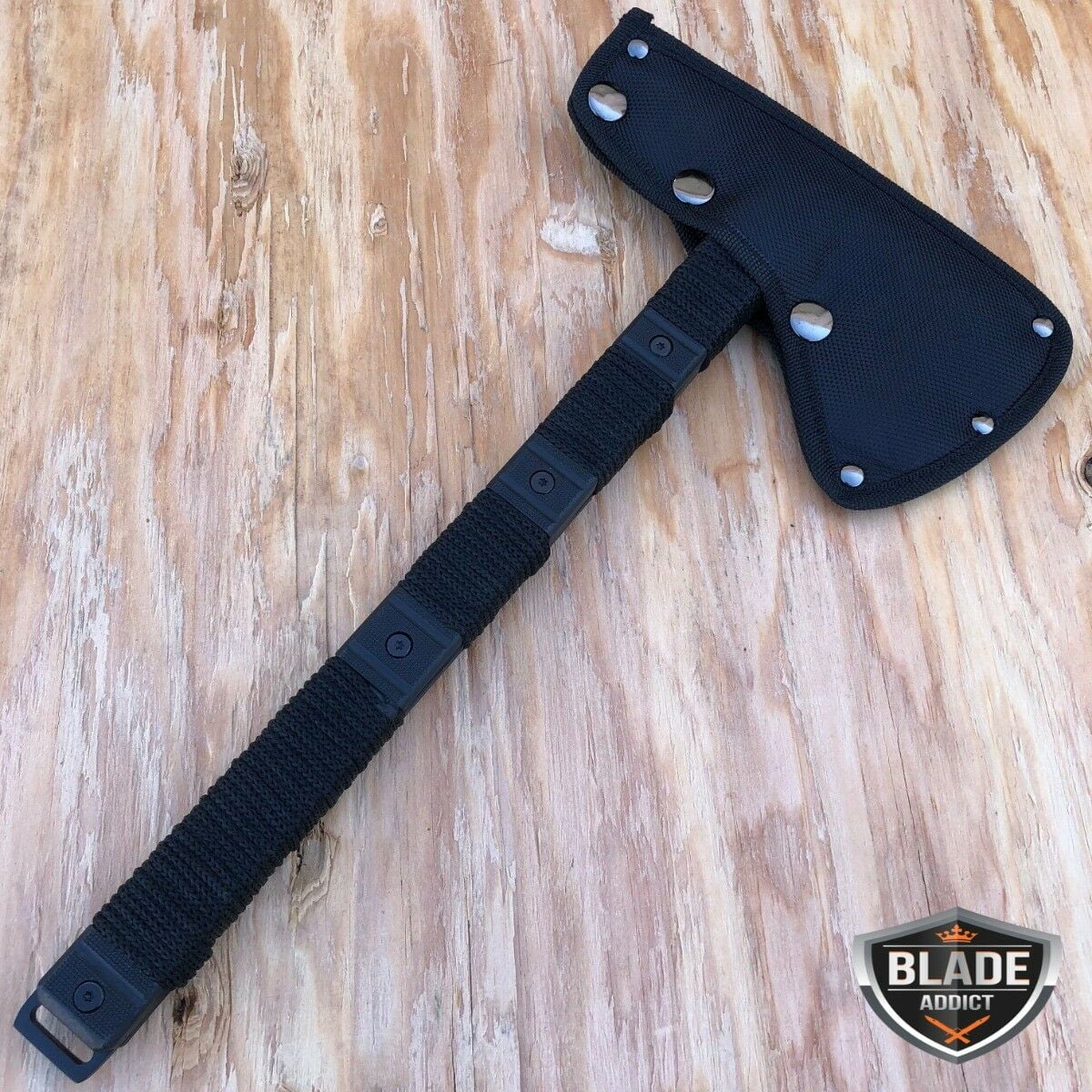 2PC Outdoor Camping Fixed Blade Survival Hunting Knife w/ Axe Hatchet