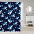 thumbnail image 2 of Manfei Cute Shark Shower Curtain 72Wx72L, Ocean Fish Bathroom Curtain, Navy Blue, 2 of 5