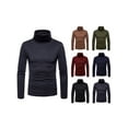 thumbnail image 4 of Men Thermal High Collar Turtleneck Slim Fit Pullover Long Sleeve Ribbed Knit Sweater Stretch Basic Shirts Tops, 4 of 5