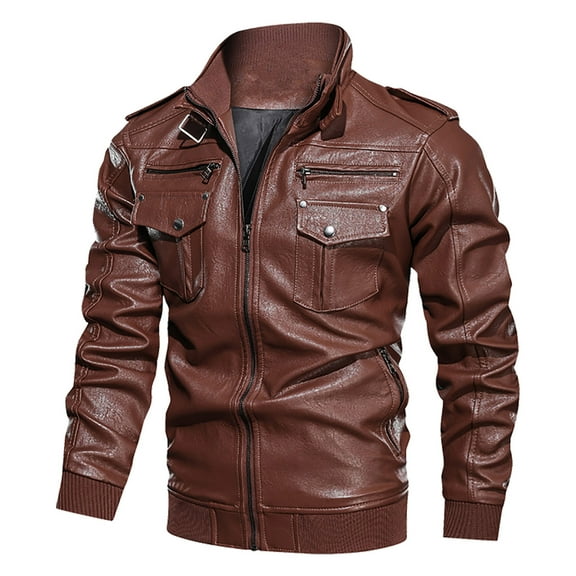Men's Leather Jacket Stylish Motorcycle Coat for Spring Autumn Casual Outerwear Durable Lightweight Fashion