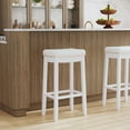 thumbnail image 6 of Linon Claridge Backless Bar Stool White Faux Leather Seat Wood Frame in White, 6 of 13