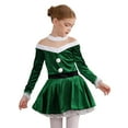 thumbnail image 2 of YiZYiF Kids Girls Christmas Santa Costume Velvet Faux Fur Long Sleeve Dance Figure Ice Skating Dress Green-A 12, 2 of 7