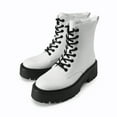 thumbnail image 2 of DREAM PAIRS Girls' Mid Calf Combat Boots, Black & White Lace-Up Boots with Side Zipper, Kids Fall Winter Fashion Shoes, 2 of 7