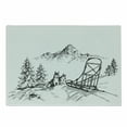 thumbnail image 1 of Alaskan Malamute Cutting Board, Mountain Landscape in Winter Sledding Dogs Pine Trees Wilderness Art, Decorative Tempered Glass Cutting and Serving Board, Small Size, Black and White, by Ambesonne, 1 of 1