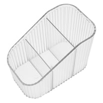 Acrylic 3-Slot Makeup Organizer Elegant Cosmetic Storage Box For Eyelashes And Brushes Transparent Makeup Brush Holder For Vanity