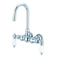 thumbnail image 5 of Water Creation  Chrome Classic 3 3/8-inch Center Wall Mount Tub Faucet with Gooseneck Spout and Straight Wall Connector Hot and Cold labeled porcelain, 5 of 5