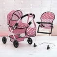 thumbnail image 5 of Bayer Design Dolls: Cozy 3 Piece Set - Pink, White, Stars - Folding Pram, Highchair, Shoulder Bag, Accessory Set For Dolls Up To 18", Kids Toy, Age 3+, 5 of 6