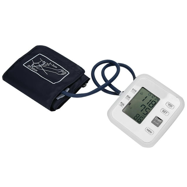 Household LCD Digital Blood Pressure Monitor Accurate Upper Arm Blood Pressure MeterWhite Without Voice