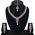 thumbnail image 4 of PARSHWA CREATIONS Silver-Plated Pink Indian Stone & Kundan Choker Jewelry Set for women's, 4 of 5