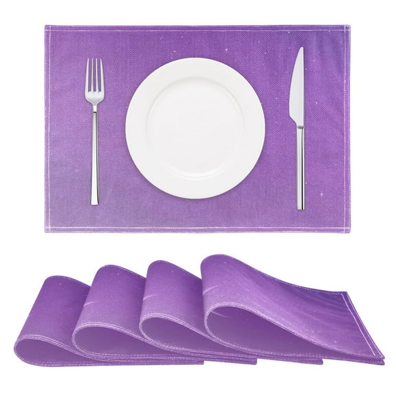 Purple Sky and Moon Reversible Placemat Non Slip Coffee Mat 18x12 Inch for Dining, Kitchen, Coffee