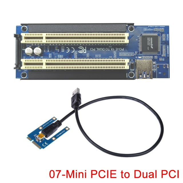 NVME/Mini PCIE/PCI Express X1 à 1/2 Port PCI Slot PCI Riser Adaptateur Carte Convertisseur avec Câble USB3.0 Puce AMS1083 pour PC de Bureau 07 Mini PCIE à 2 PCI