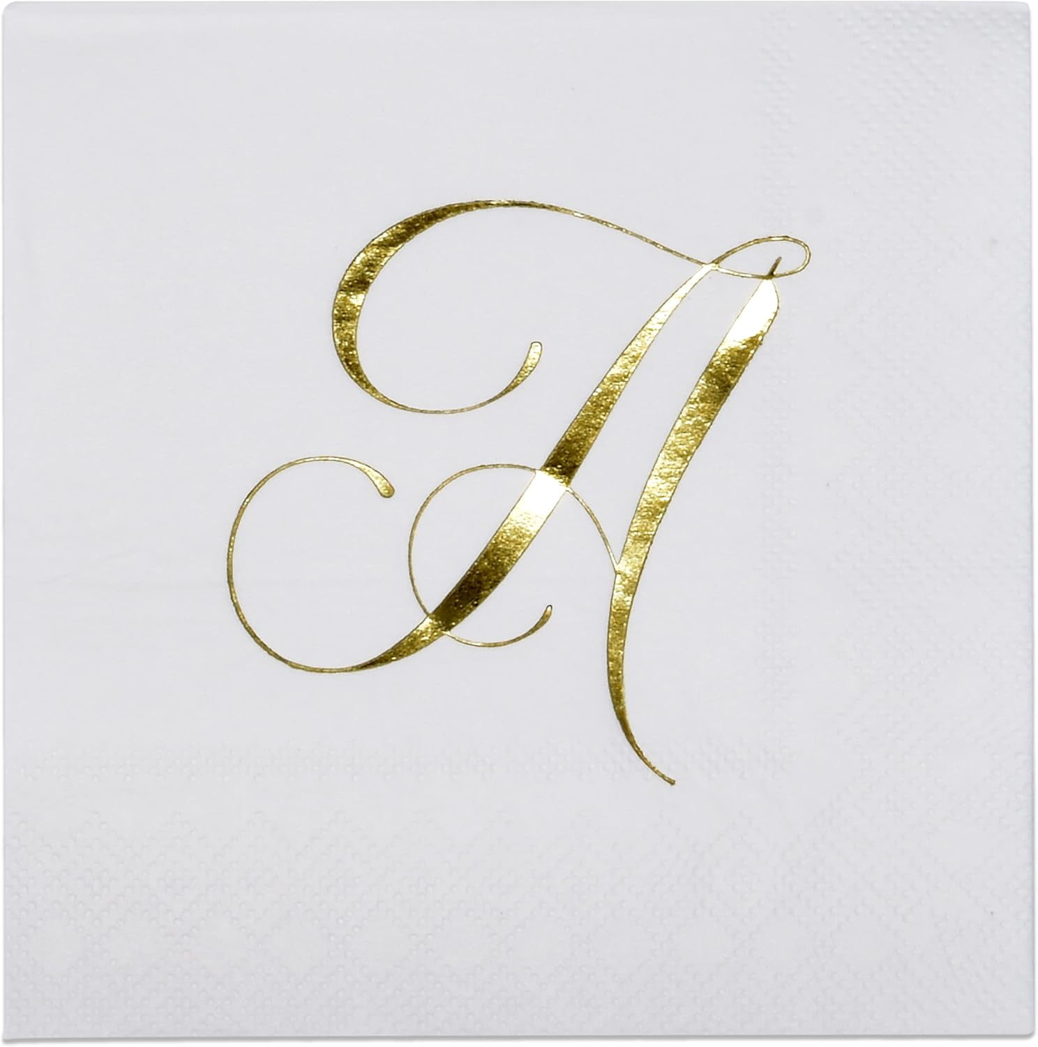 Gift Boutique Monogram Cocktail Napkins, Gold Foil Letter A, 100 Count 2-Ply Disposable Paper Napkins, 10x10 Inch Party Wedding Beverage Napkins