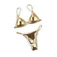 thumbnail image 4 of LMLYSoH Womenacute;s Solid Color Sexy Bikini Set Shine Gold Bra and Low-Rise Triangle Shorts Swimming Suit, 4 of 6