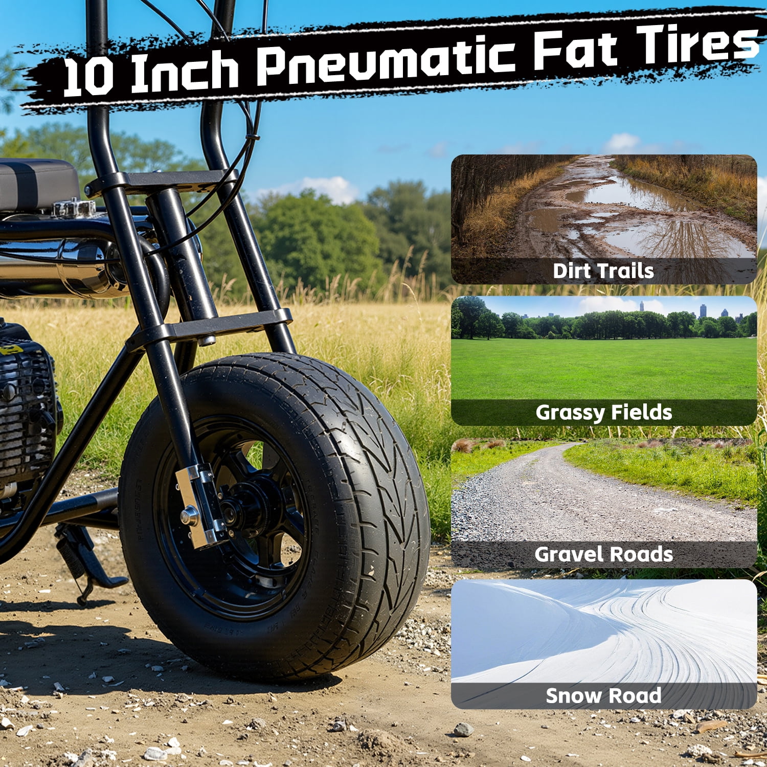 TOXOZERS 50cc Mini Bike, Gas-Powered Mini Dirt Bike with Extra-Wide Seat,Perfect Gift for Kids 8+,25 MPH & 150 LBS Capacity,Black