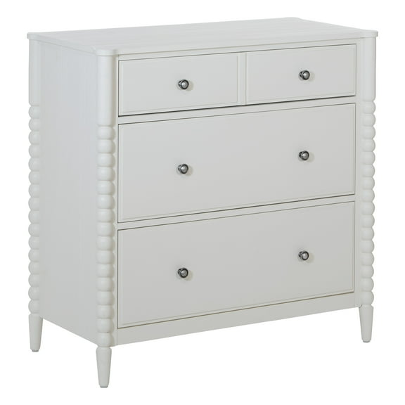 Spindle 3-Drawer Chest in Engineered Wood Sandcastle Antique White Finish