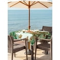 thumbnail image 3 of Outdoor Tablecloth with Umbrella Hole for Patio/Picnic/Party/Camping, Cute Squirrel Forest Waterproof Table Cloth Square Cover Washable, Green Trees Cone Leaves Mushroom (60"x 60"), 3 of 8