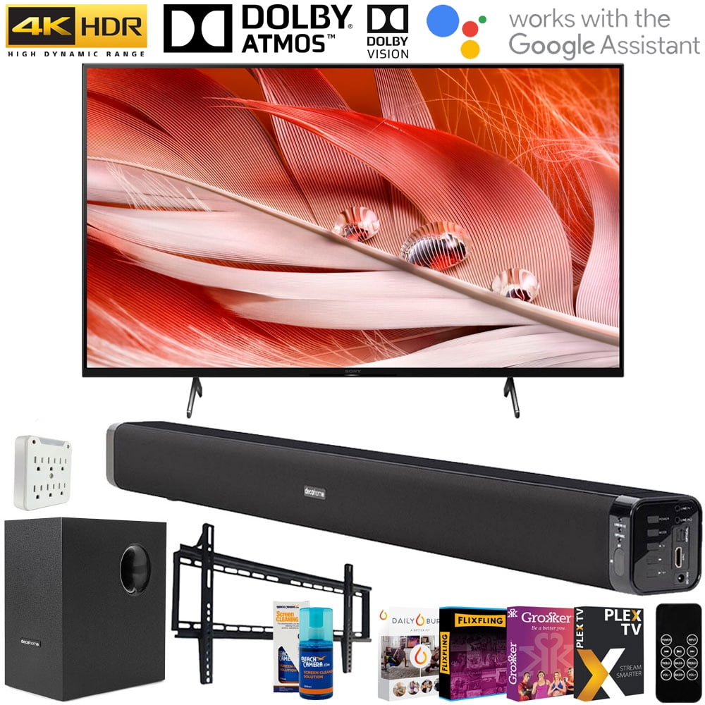 Sony XR55X90J 55&quot; X90J 4K UHD Full Array LED Smart TV (2021) Bundle with Deco Gear Soundbar with Subwoofer, Wall Mount, 6-Outlet Surge Adapter, Screen Cleaner and TV Essentials 2020