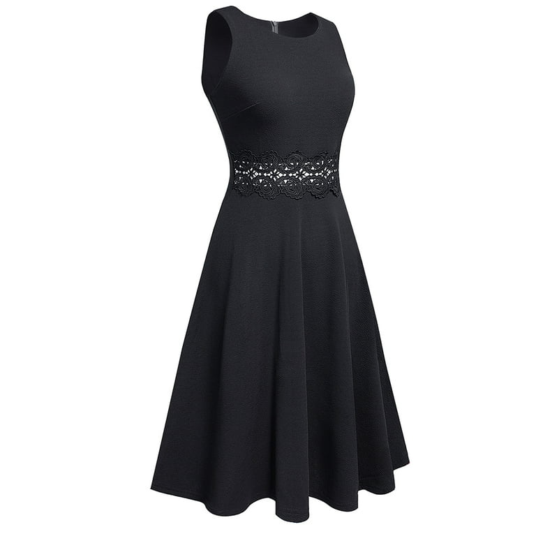 HOMEYEE Women's Sleeveless Cocktail A-Line Embroidery Party Summer Wedding  Guest Dress A185 (Black,10) - Walmart.com