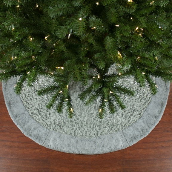 Northlight 48" Gray and Silver Faux Fur Snake Skin Pattern Christmas Tree Skirt
