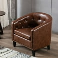 thumbnail image 2 of INCLAKE Contemporary PU Leather Rubber Wood Foam Pine poplar plywood MDF Accent Chair, Brown, 2 of 7