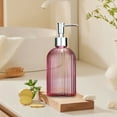 thumbnail image 4 of Stripe Glass Soap Dispenser, Liquid Hand Soap Dispenser, Rustproof Pump for Kitchen & Bathroom, Home Decoration (Pink), 4 of 6