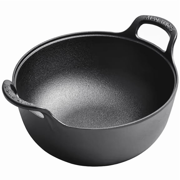 Cast Iron Pot & Dual Handles,Indoor Outdoor Cast Iron Skillet Cookware Pan Set for Bread Frying Baking,Black