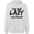 thumbnail image 2 of OXI Hoodie Sweatshirt - I Am Not Lazy, Basic Casual Hoodie for Men's and Women Fleece Hoodie Long Sleeve - White X-Large, 2 of 3
