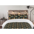 thumbnail image 5 of Ambesonne Peacock Down Alternative Quilt Comforter, Exotic Bird Curlicue Boho, King, Dark Teal and Marigold, 5 of 5