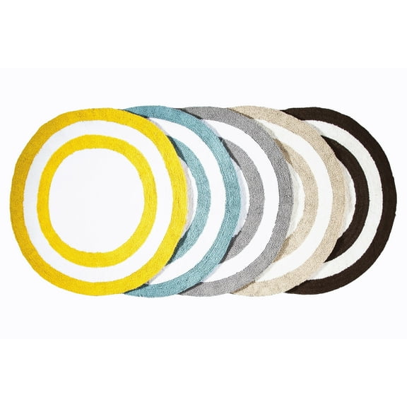 Saffron Fabs Soft Cotton, Reversible, Two-tone Pattern, 200 GSF 36-inch Round Bath Rug Sage Green/White