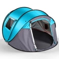 thumbnail image 5 of 4 Person Pop Up Tent for Camping, Waterproof Instant Family Tent with Front Awning, Automatic Tent Throw Pop Up Instant Flip Pop Tent for Camping, Blue, 5 of 12