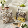 thumbnail image 3 of Home Sweet Home Bee Daisy Throw Pillow Covers, 18 x 18 Inch Love Lives Here Spring Summer Stripes Polka Dots Cushion Case for Sofa Couch Set of 4, 3 of 6