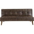 thumbnail image 4 of Dark Coffee Upholstered Convertible Sofa Bed with Sinuous Springs, Modern Armless Sleeper for Small Spaces, 4 of 7