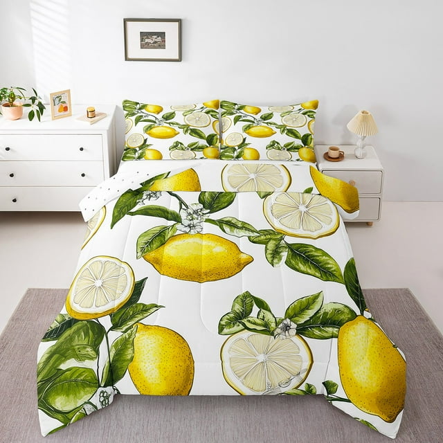 Erosebridal Ensembles de Literie Citron pour Lit Simple avec Couette, Insert de Couette Tropical pour Vacances d'Été, Réversible